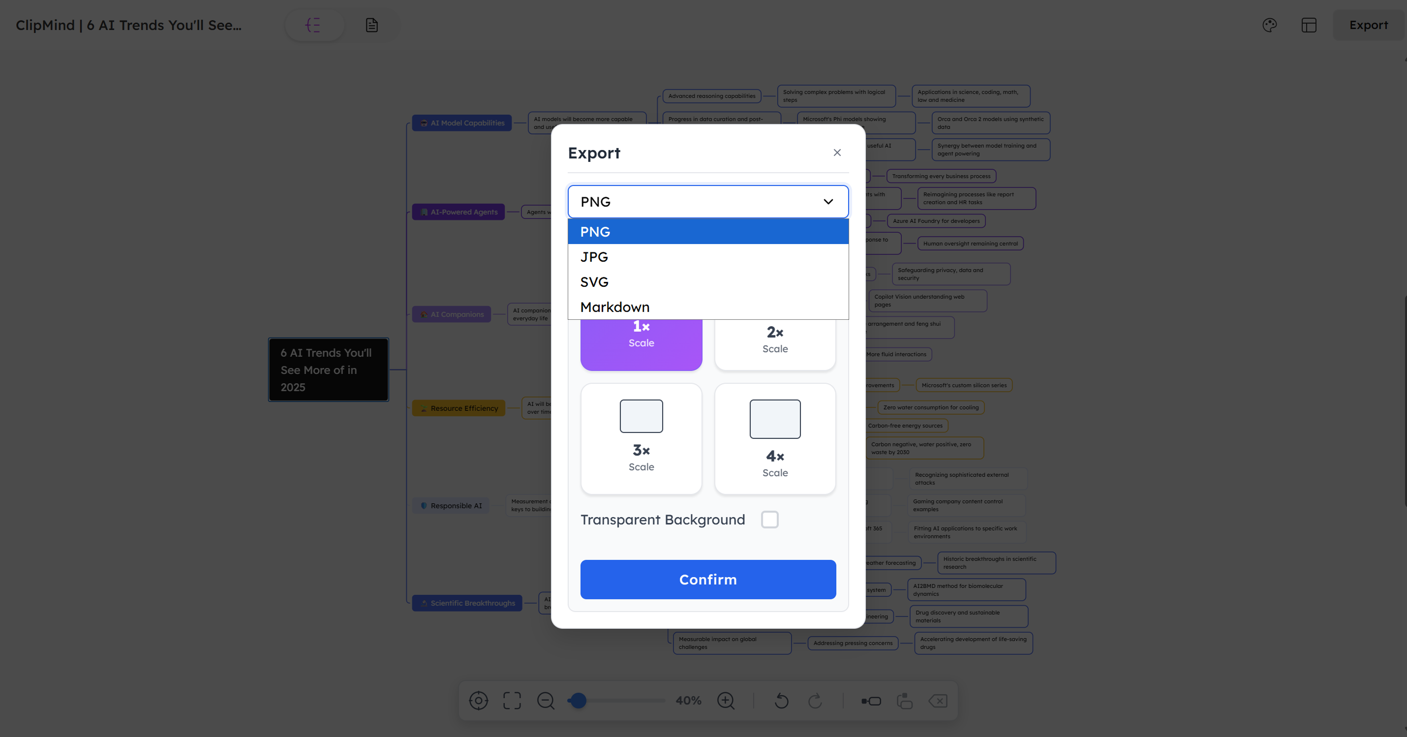 clipmind-export-options-interface