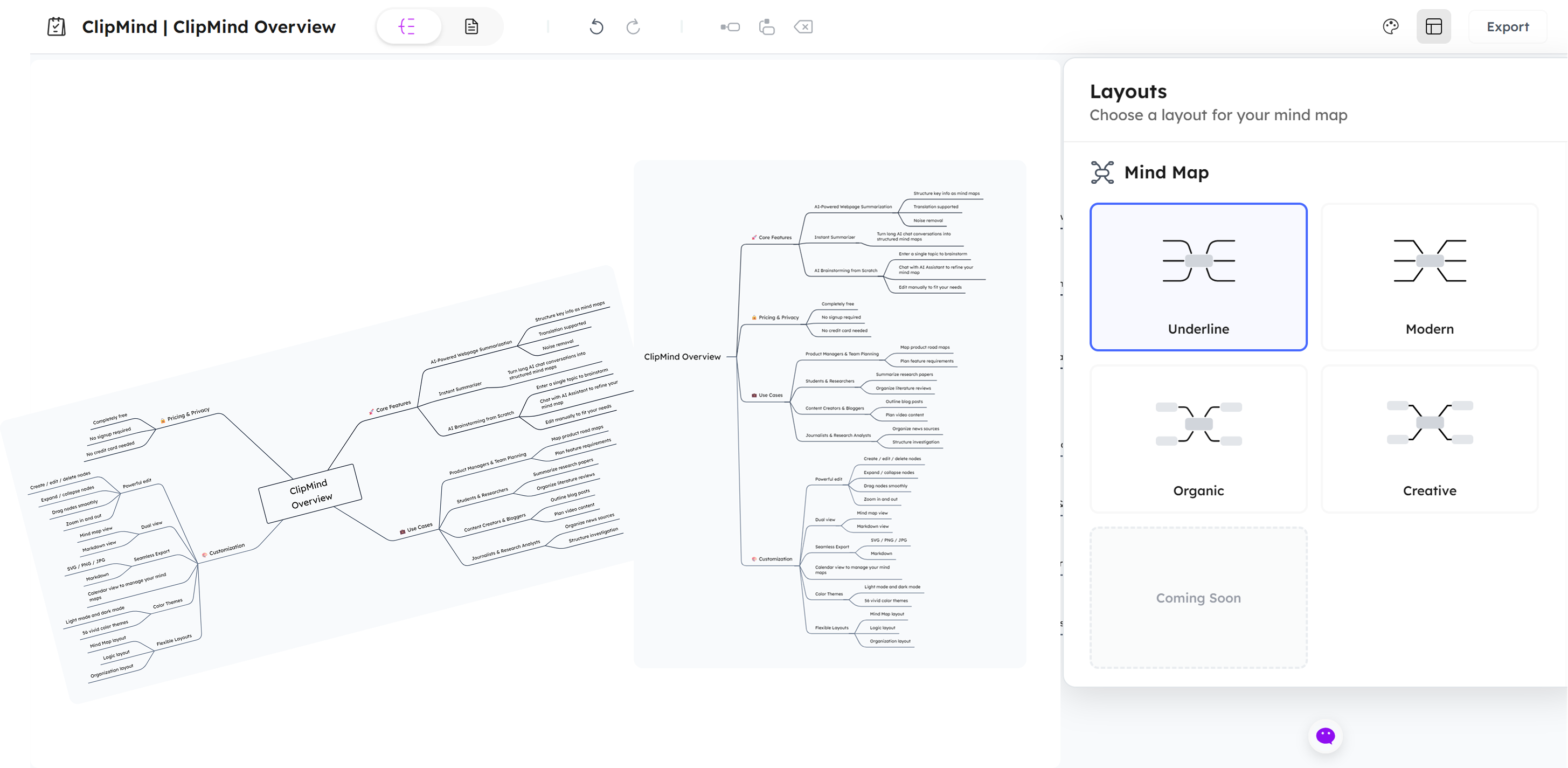 clipmind-layout-options-interface